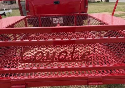red atv utility trailer custom welded logo or name
